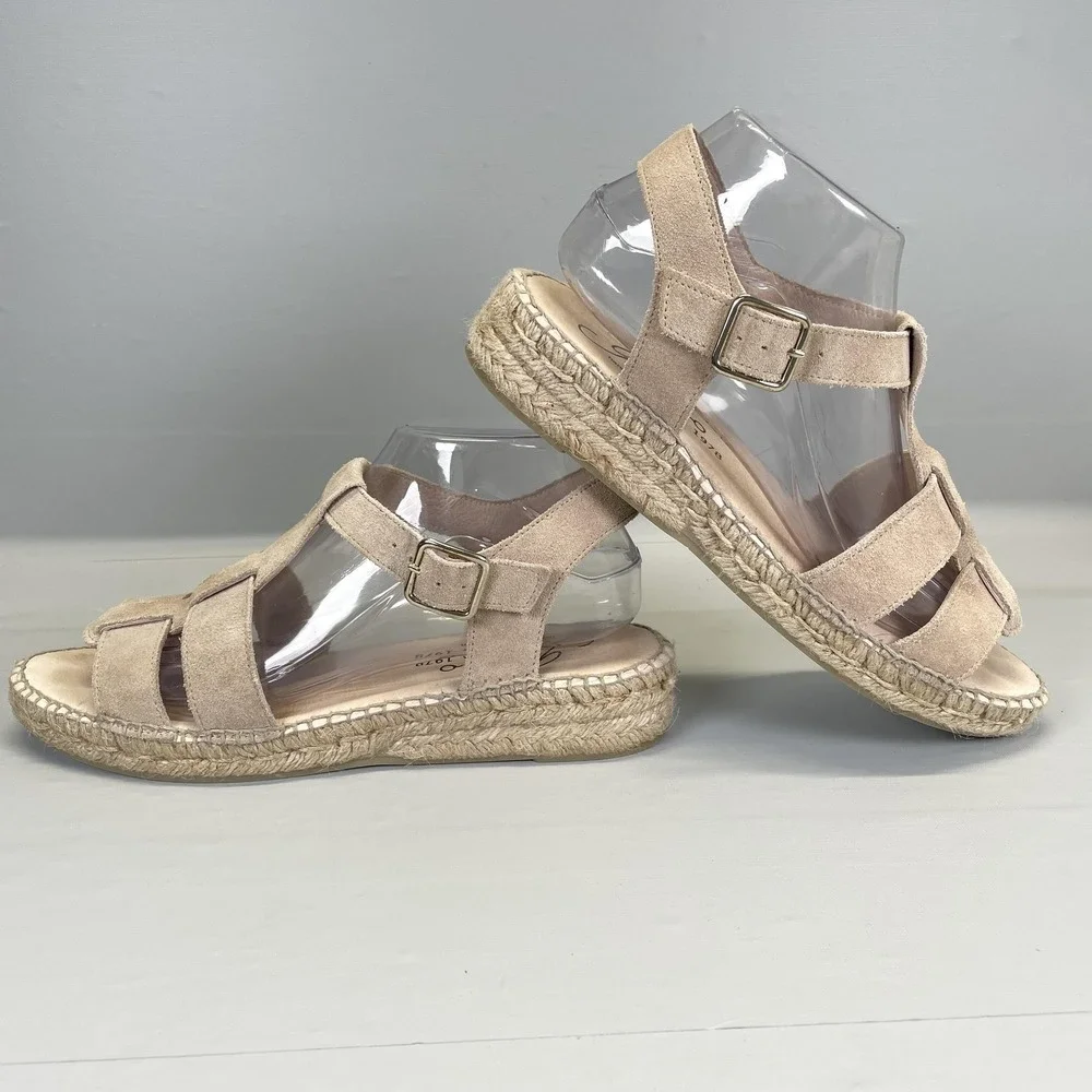 Gaimo Espadrille Sandals Womens Size 9 EU 40 Beige Suede Platform Buckle Shoes